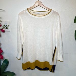 BODEN white blue and yellow linen sweater top size large